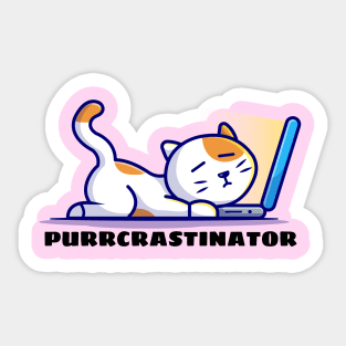Purrcrastinator | Cute Procrastinator Pun Sticker